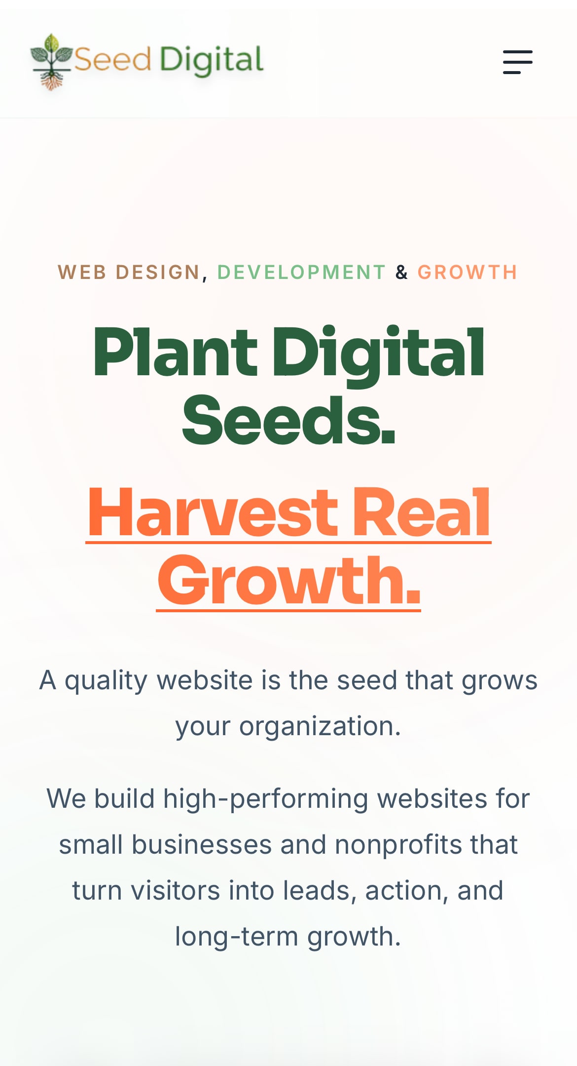 Seed Digital mobile view